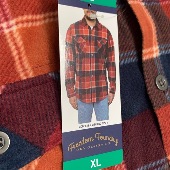 - NWT Freedom Foundry fleece plaid shirt Size XL and XXL - Picture 7 of 11